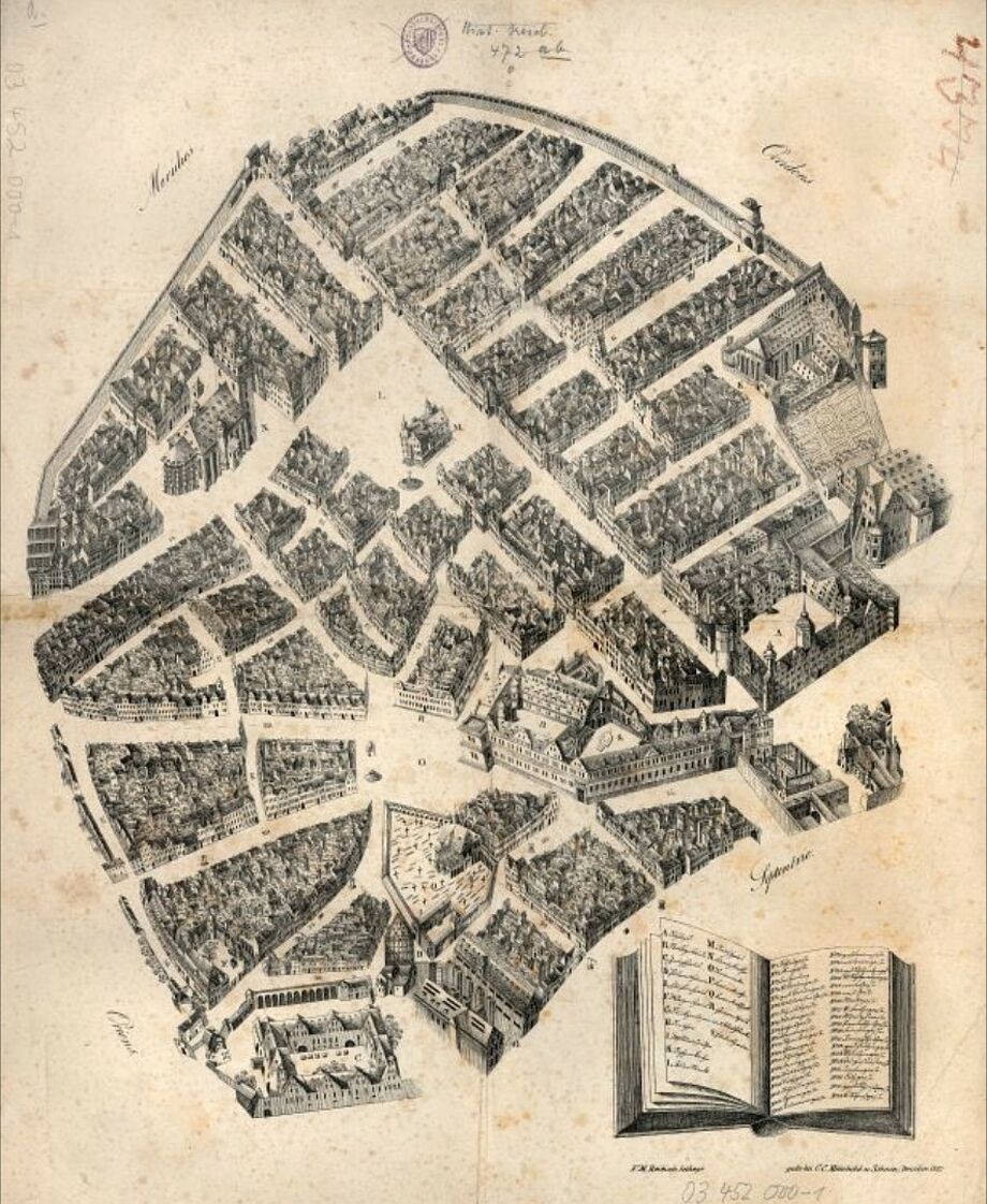 Perspektivischer Plan Dresdens von 1634