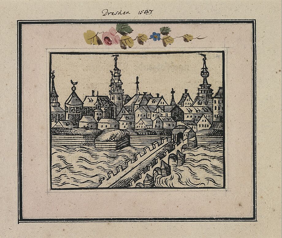 Holzschnitt der nördlichen Ansicht von Dresden, 1587