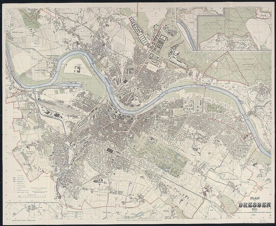 Plan der Stadt Dresden (Alt- und Neustadt sowie Randbezirke)
