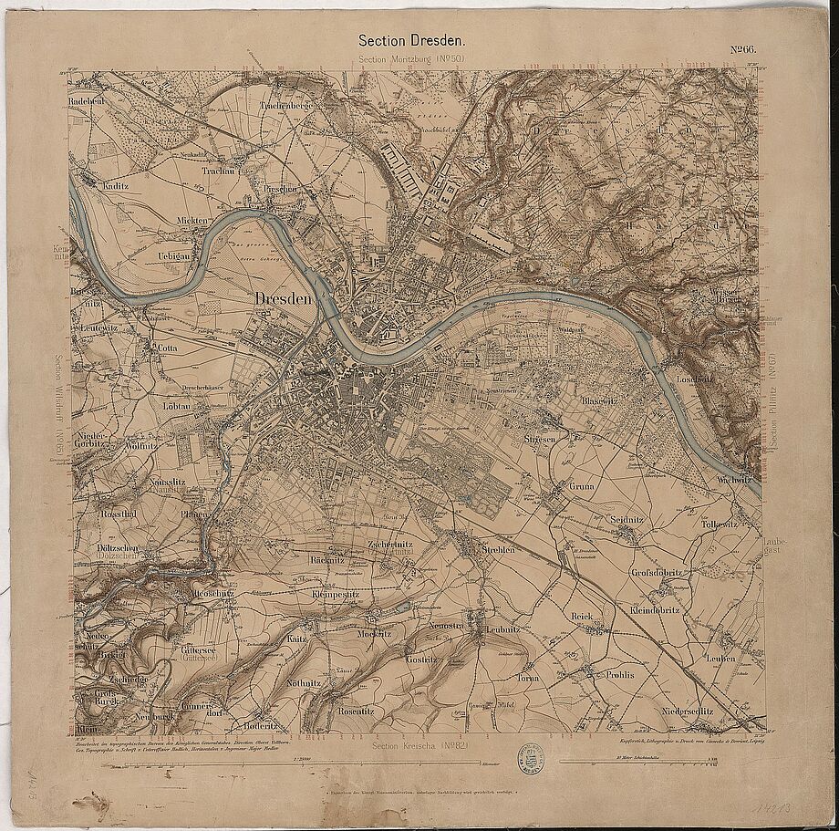 Äquidistantenkarte von Dresden und seinen Vororten
