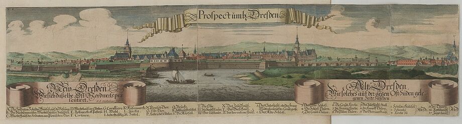 Dresden von Osten gesehen, Kupferstich, 1679