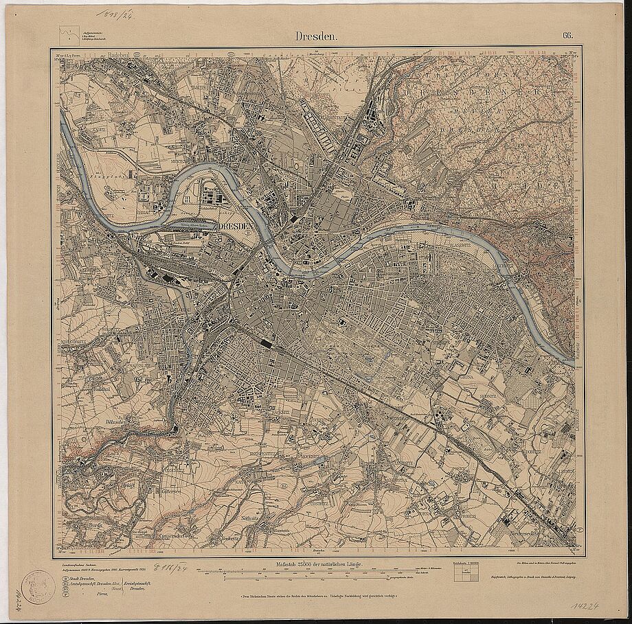 Topographische Karte von Dresden und Umgebung