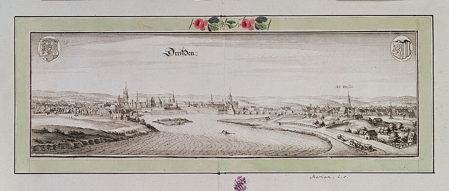 Kupferstich: Dresden von Osten, 1650 
